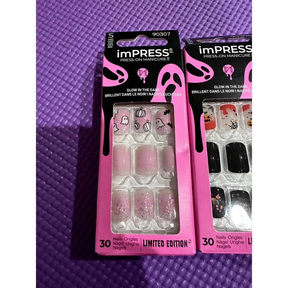 New 3 Set imPRESS Glow In The Dark Halloween Limited Edition Press On Nails
